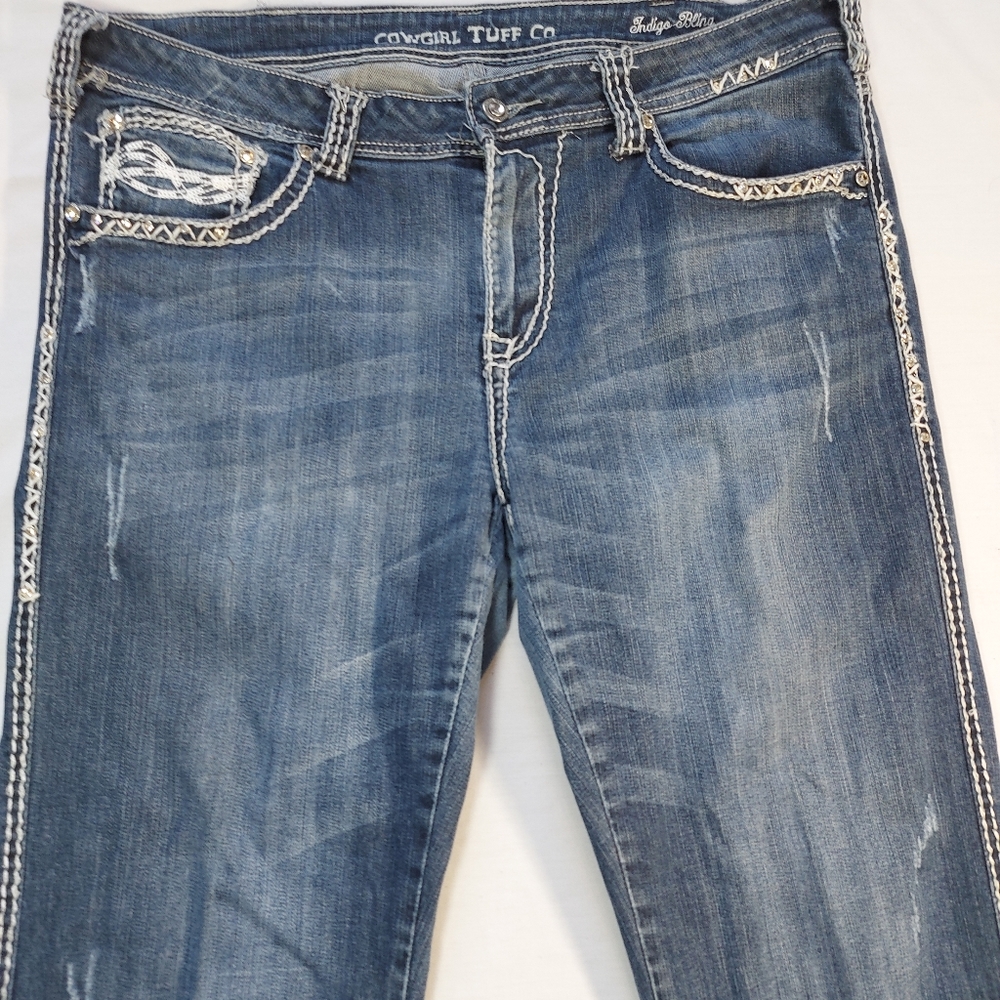Cowgirl Tuff Co Indigo Bling Blue Jeans, Size 36